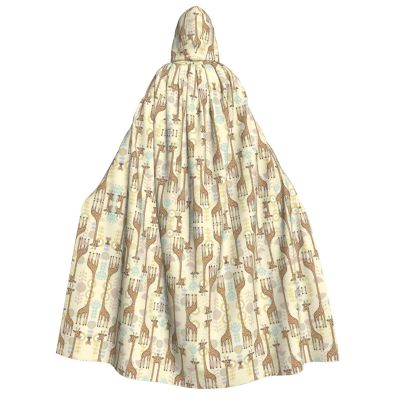 SamLng Hand-Drawn Giraffe Hooded Cloak for Adults, Unisex