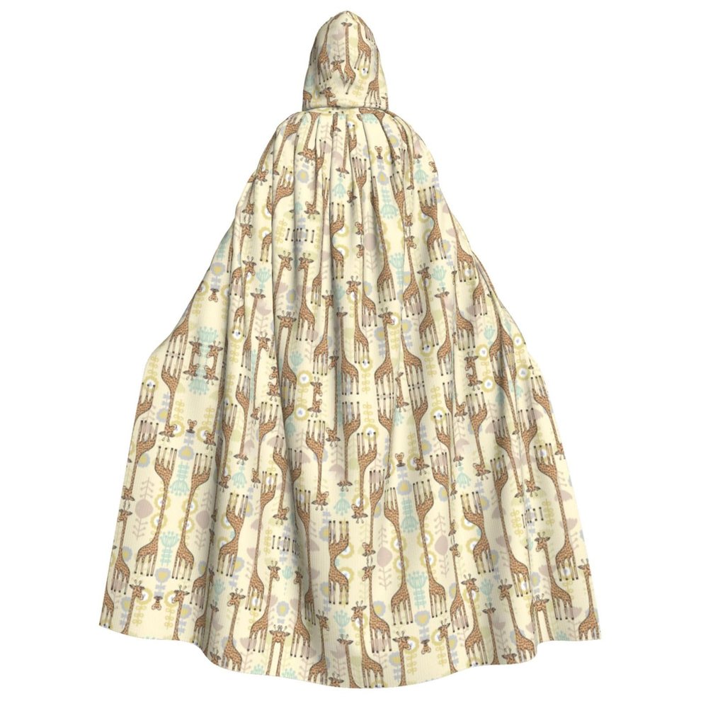 SamLng Hand-Drawn Giraffe Hooded Cloak for Adults, Unisex