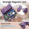 GoodcAcy Wallet Case for Xiaomi Redmi K40S, Magnetic Flip Cover with 15 Card Slots, MagSafe Compatible, Purple view 4