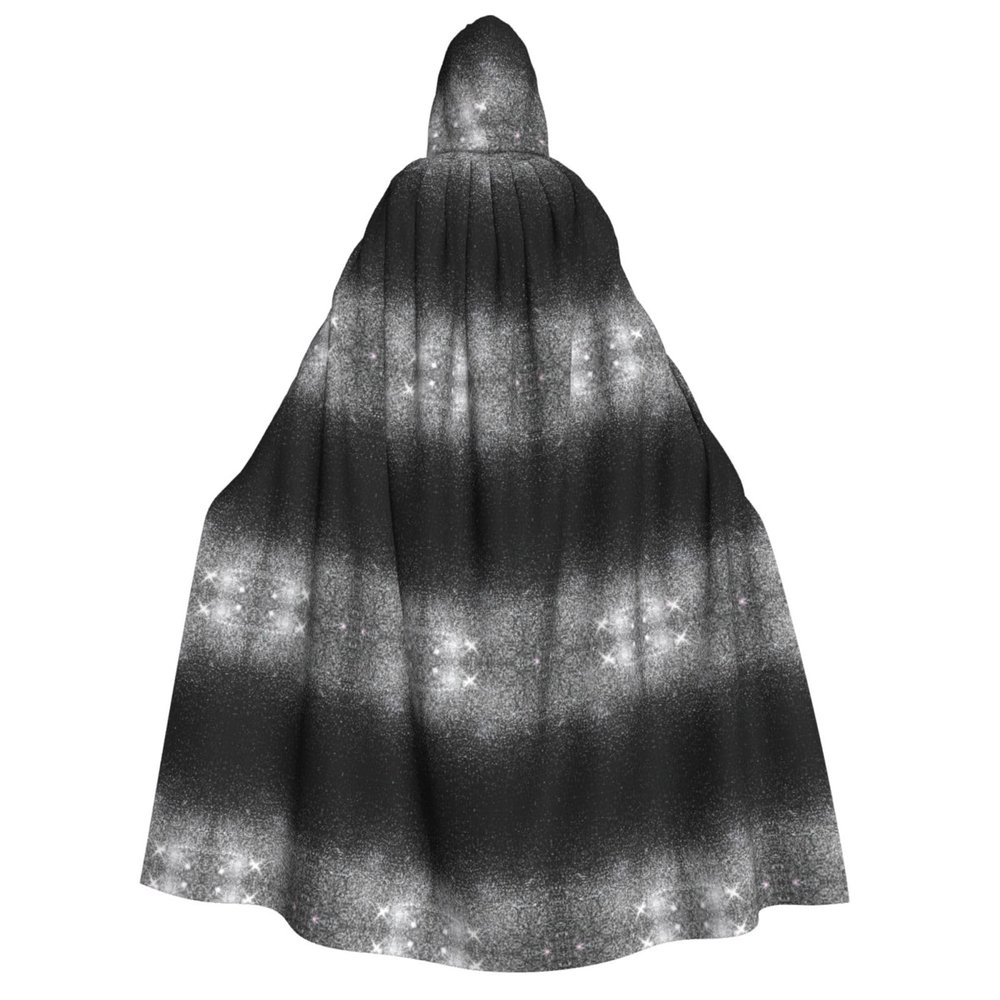 Shiny Silver Glitter Hooded Cape for Adults, Unisex