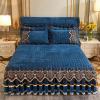 MSTZA 150200 x 220 cm Bedspread and Valance, Lace Bed Skirt with Ruffles, Pleated Design, Double Bed, Fitted and Removable Zipper view 1