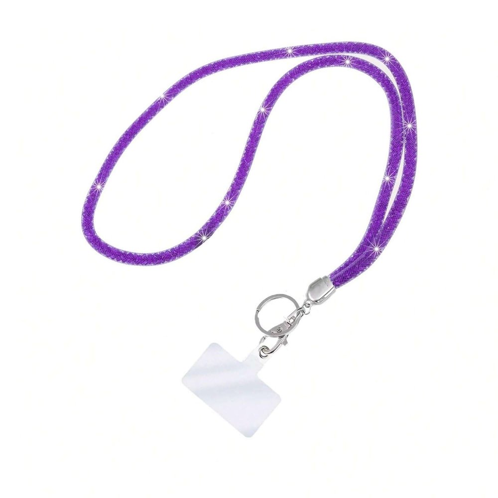 Fashionable Crystal Lanyard, 80 cm, Sparkling Rhinestone Badge Holder, 1-Piece Bonus, Purple, Standard