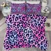 buyluhn Leopard Print Duvet 180 x 220 cm, 4-Season Red/Blue Quilt, Usable Without a Cover, Kids' Microfiber Quilt, Machine Washable, with 2 Pillowcases view 1