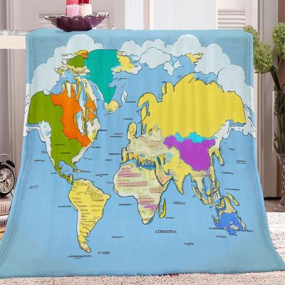CozyRest World Map Printed Flannel Fleece Blanket, 150 x 200 cm