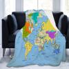 CozyRest World Map Printed Flannel Fleece Blanket, 150 x 200 cm view 2
