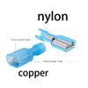 10 Nylon Female Crimp Terminals, FDFN2-250/2.5-250, 16–14 AWG, Red Brass Flat Connectors view 2