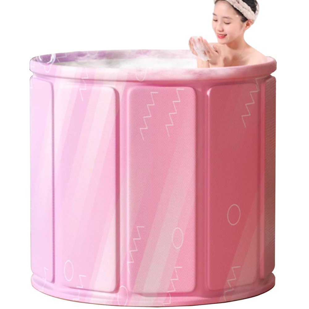 Haiyusm Portable Foldable Bathtub for Adults, Pink, 70 cm
