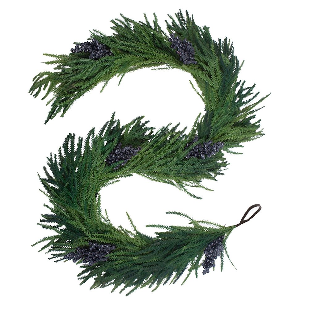 Belupai Christmas Pine Garland with Blueberries