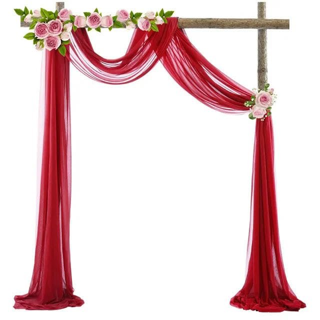 ROMDANTY Chiffon Wedding Arch Curtain for Outdoor Lawn, Backdrop and Chair Decor