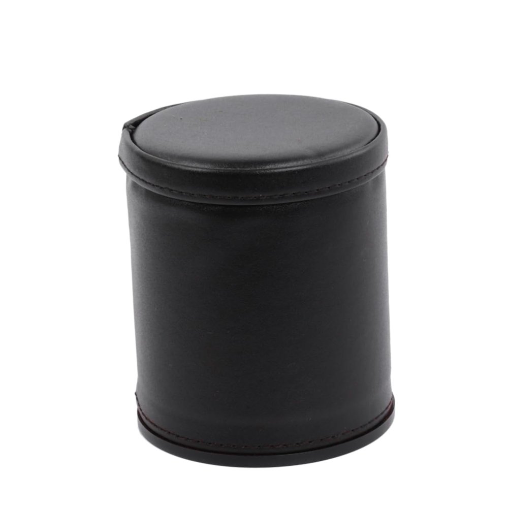 ibasenice Leather Dice Cup Set with 5 PVC Dice, Quiet Cup, Black