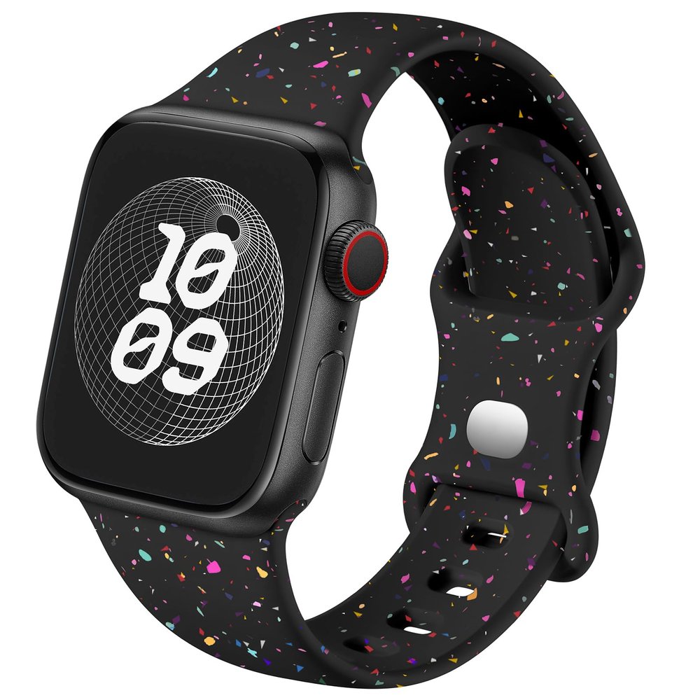 Epova Recycled Silicone Band Compatible with Apple Watch 42/44/45/46/49mm, Soft Breathable Sport Band for iWatch SE Series 10–1 and Ultra/Ultra 2, Black