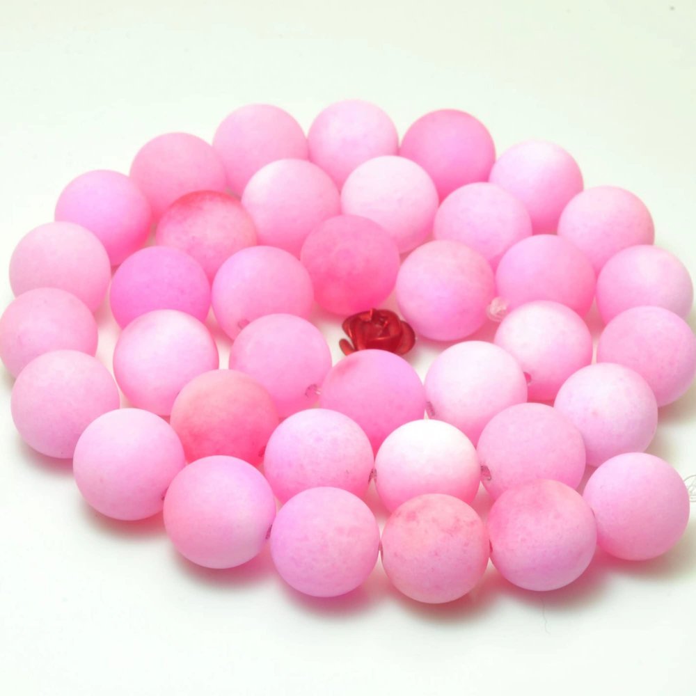 NOURIS Peach Jade Matte Round Loose Beads, 10 mm, 37 Pieces