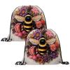 Pug, Dog & Flower Drawstring Bags, 2-Pack, Multicolor 15, One Size view 1