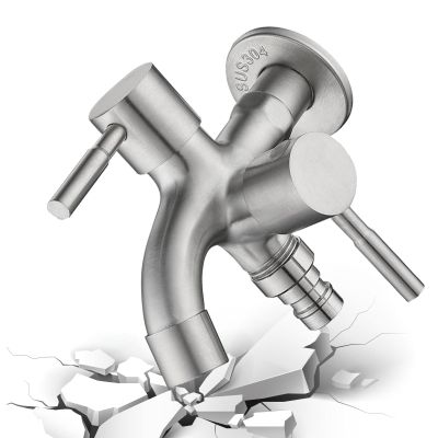 Stainless Steel Garden Faucet with Dual Outlets