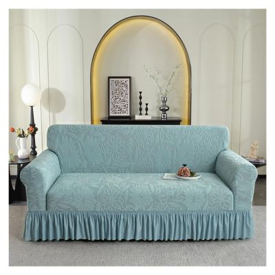 Xinrishe Thick Jacquard Stretch Sofa Cover with Ruffle Skirt, 4-Seater (235–300 cm)