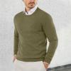 Duohropke Men's Crew-Neck Knit Sweater, Long Sleeve, Crimped, Ribbed Collar, Solid Color view 2