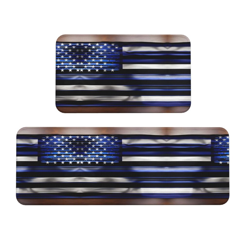 HJLUUFT American Flag Kitchen Mat Set, Non-Slip and Washable
