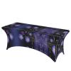 ESNAIUVCD Purple Floral Print Stretch-Spandex Tablecloth, 1.8 m, Rectangular view 1