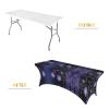 ESNAIUVCD Purple Floral Print Stretch-Spandex Tablecloth, 1.8 m, Rectangular view 3