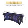 ESNAIUVCD Purple Floral Print Stretch-Spandex Tablecloth, 1.8 m, Rectangular view 4