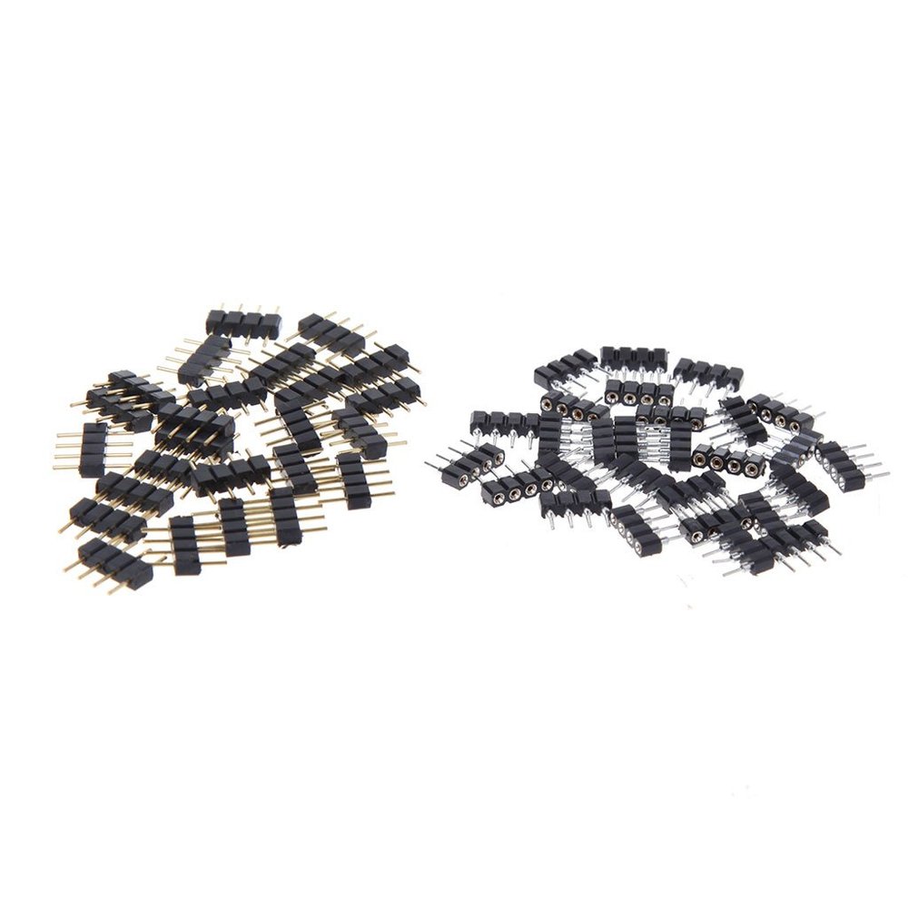 Bestvisse 50-Piece 4-Pin Needle LED Connectors, Male and Female