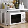 Wooden Microwave Stand with 2 Tiers and Metal Frame view 3