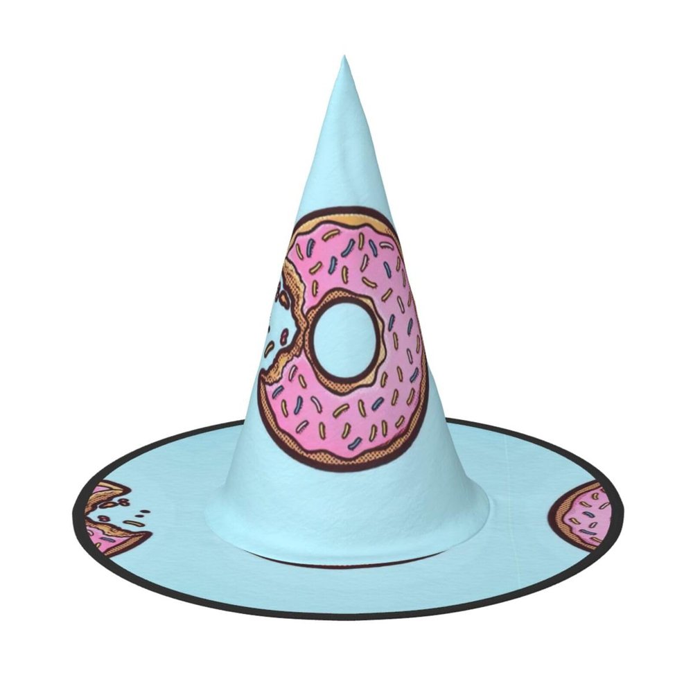 JEJEA Donut-Print Halloween Witch Hat, Hanging Floating Wizard Hat, 1 Pc