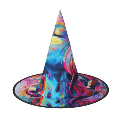 JEJEA Hanging Witch Hat with Musical Print, Halloween Wizard Hat, Floating Party Decoration, 1 Pc