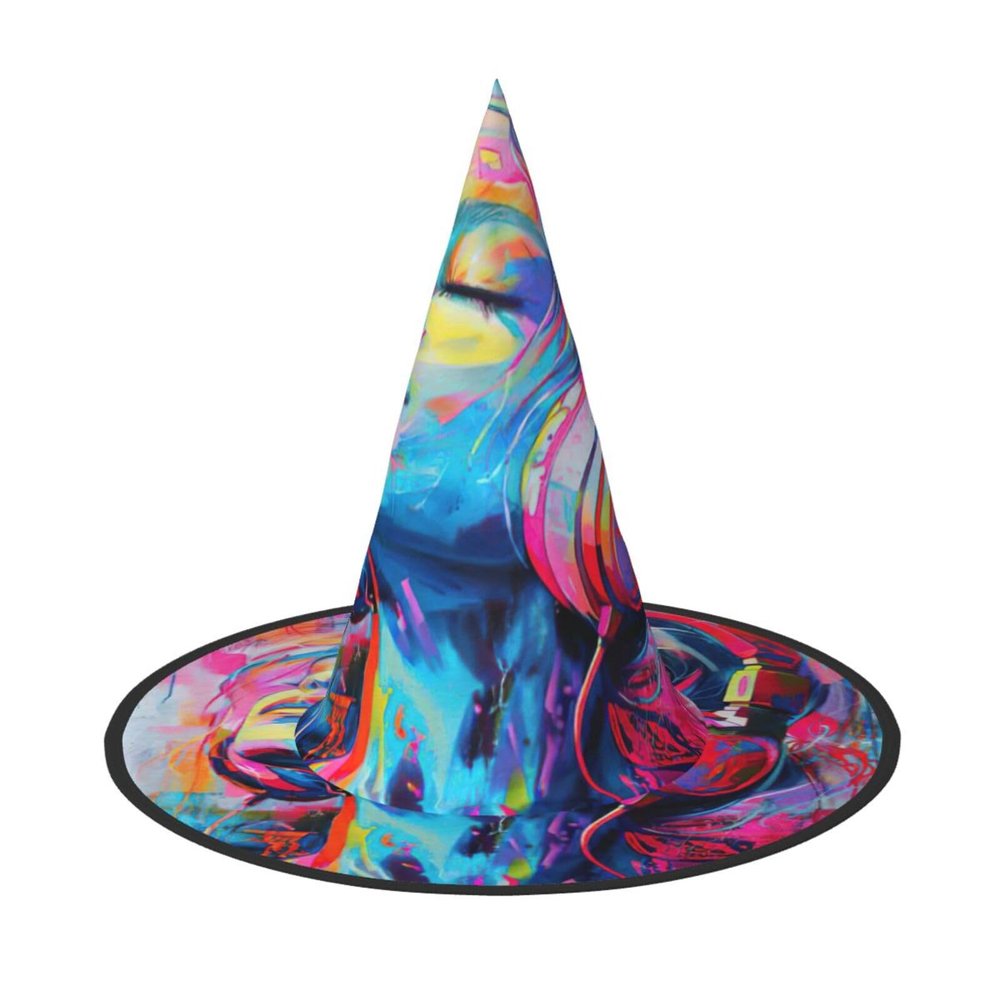 JEJEA Hanging Witch Hat with Musical Print, Halloween Wizard Hat, Floating Party Decoration, 1 Pc