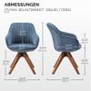 Zouron Swivel Dining Chairs, Set of 2, Blue Linen Upholstered Armchairs view 3