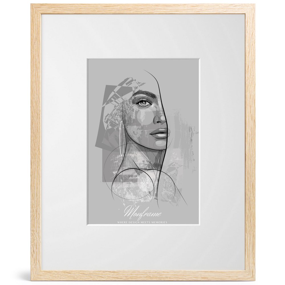 NB Akzent Chloe Picture Frame, Sonoma Oak, with Mat, 10 x 15 cm Photo, 15 x 20 cm Frame