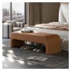 Modern Storage Bench with 2 Drawers, Brown Upholstered Leather, 180 x 45 x 43 cm view 4