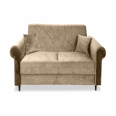 Ares Meble Dakota 2-Seater Velvet Sofa, Beige with Black Legs