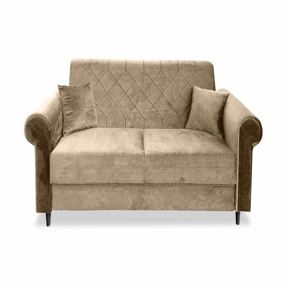 Ares Meble Dakota 2-Seater Velvet Sofa, Beige with Black Legs