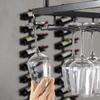 GSKDBCC Black Industrial Hanging Wine Rack for Bottles and Glasses view 3