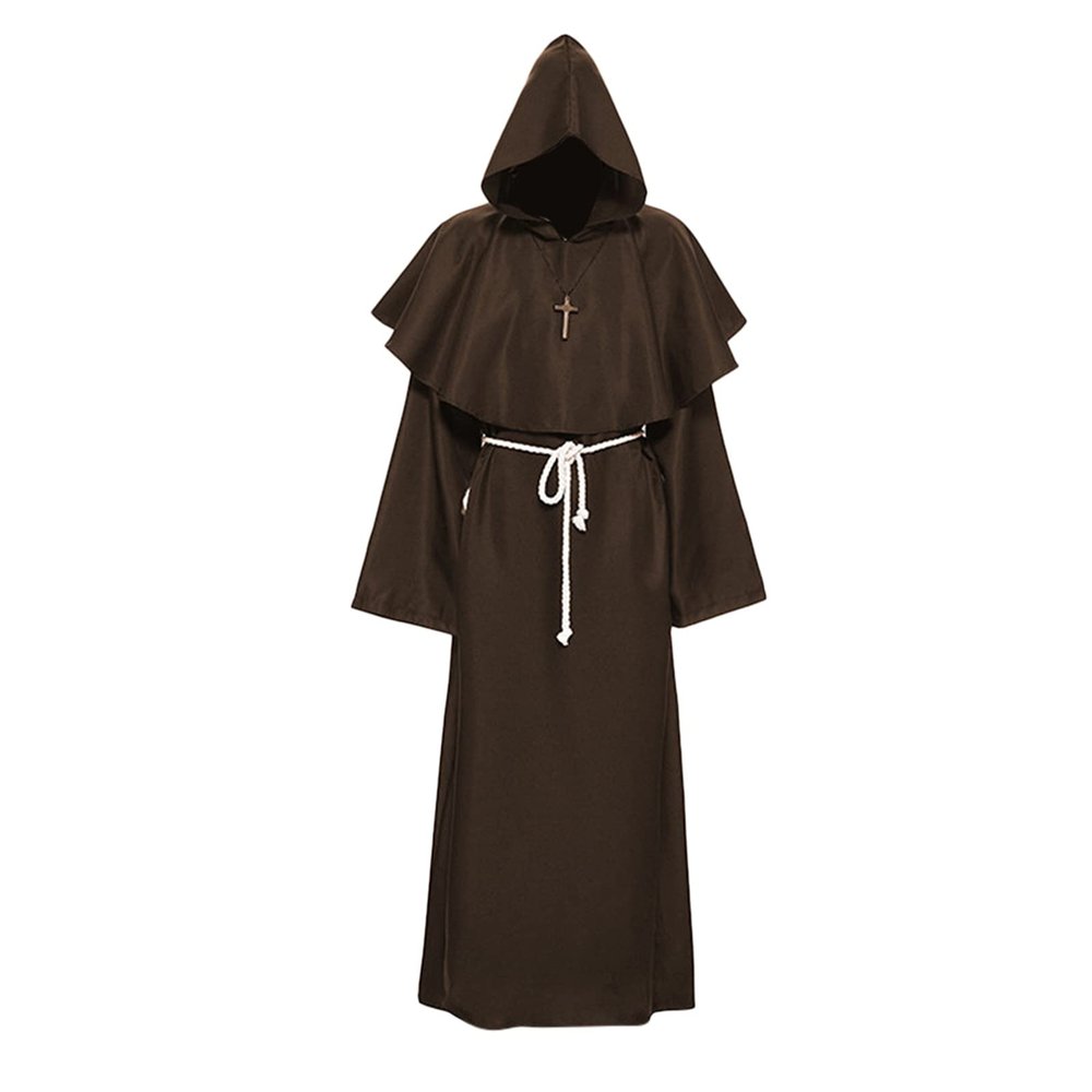 Monk Robe Costume for Men, Halloween Costume for Women with Hood