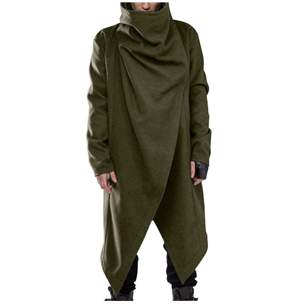 PODOLIXIA Men's Halloween Hooded Cape, Cotton, Medieval Retro, Black Vampire Assassin Costume, Fleece-Lined