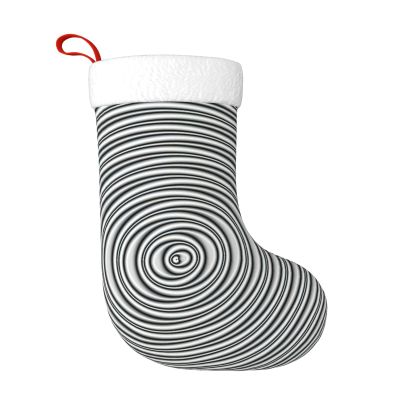 ZXERTG Optical Spin Illusion Print Personalized Christmas Stocking, Black, One Size