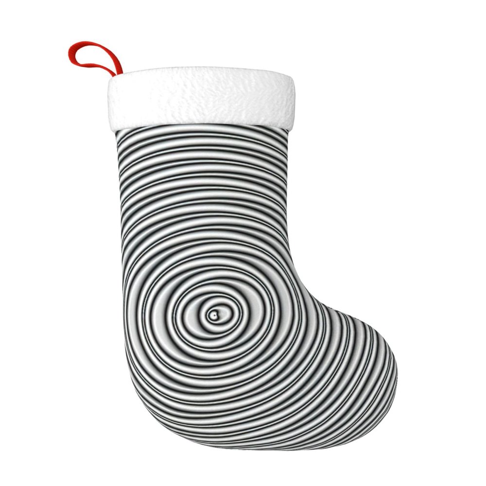 ZXERTG Optical Spin Illusion Print Personalized Christmas Stocking, Black, One Size