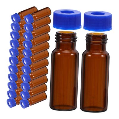 2 mL Amber Glass Sample Vials, 100-Pack, with Tight Closures