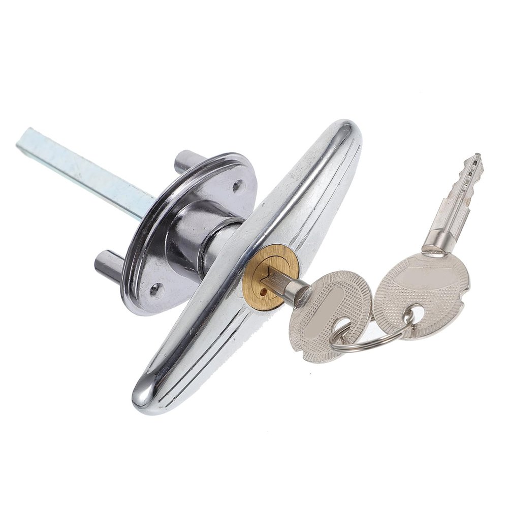 1-Set Garage Door Lock, Silver, with Lockable T-Handle