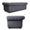 Easy4You Capri 19 Black Chesterfield 3-Seater Sofa with Dark Walnut Wood Legs view 4