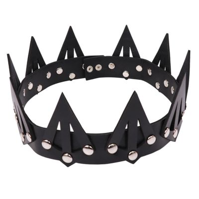 Black Leather Pointed Gothic Party Crown Headband