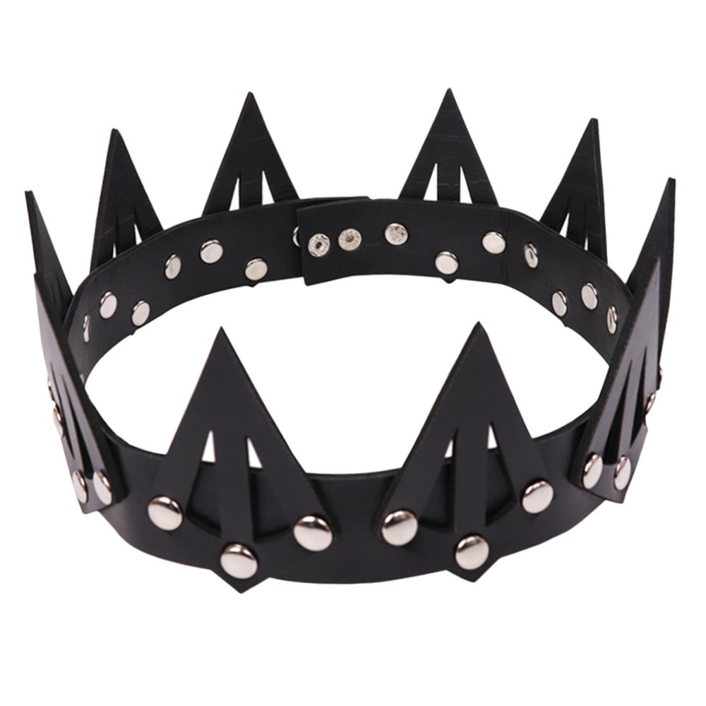 Black Leather Pointed Gothic Party Crown Headband