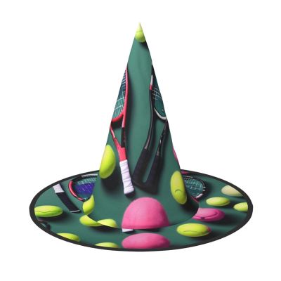 EdWal Funny Tennis Racket and Tennis Ball Halloween Witch Hats, Hanging Holiday Hats, Trendy Witch Hats for Cosplay Parties, 2-Piece Set