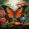 Xpdnmilq DIY Cross Stitch Kit for Beginners, Pre-Printed 11-Count Pattern, Flower Butterfly, 40 x 50 cm view 1