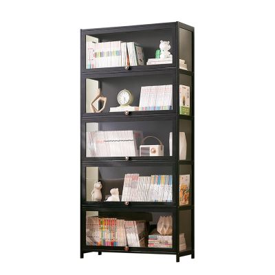 MBBTAG Acrylic Collection Display Cabinet, Freestanding Curio Cabinet, Bamboo Frame, Three-Sided Transparent, 80 x 32 x 1
