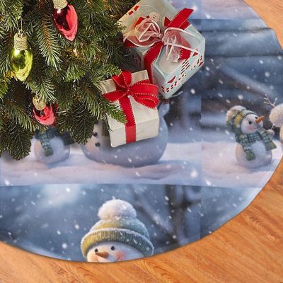 121.9 cm Plush Snowman Christmas Tree Skirt with Tassels