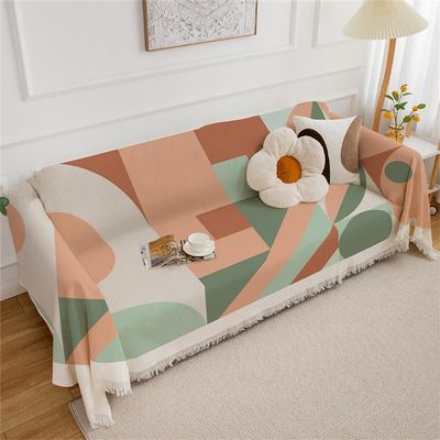 Highdi Geometric Sofa Throw, Universal Non-Slip Cover for 1–4-Seater and L-Shaped Sofas, 180 x 360 cm, Multicolor