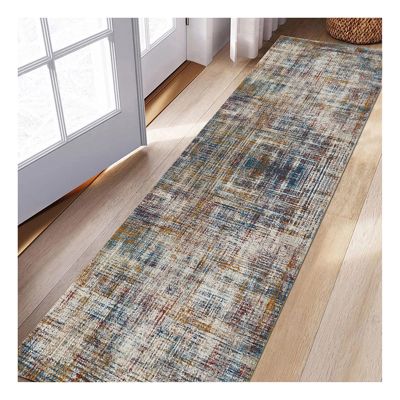 Siunwdiy 60 x 470 cm Non-Slip Washable Brown Vintage Hallway Runner Rug